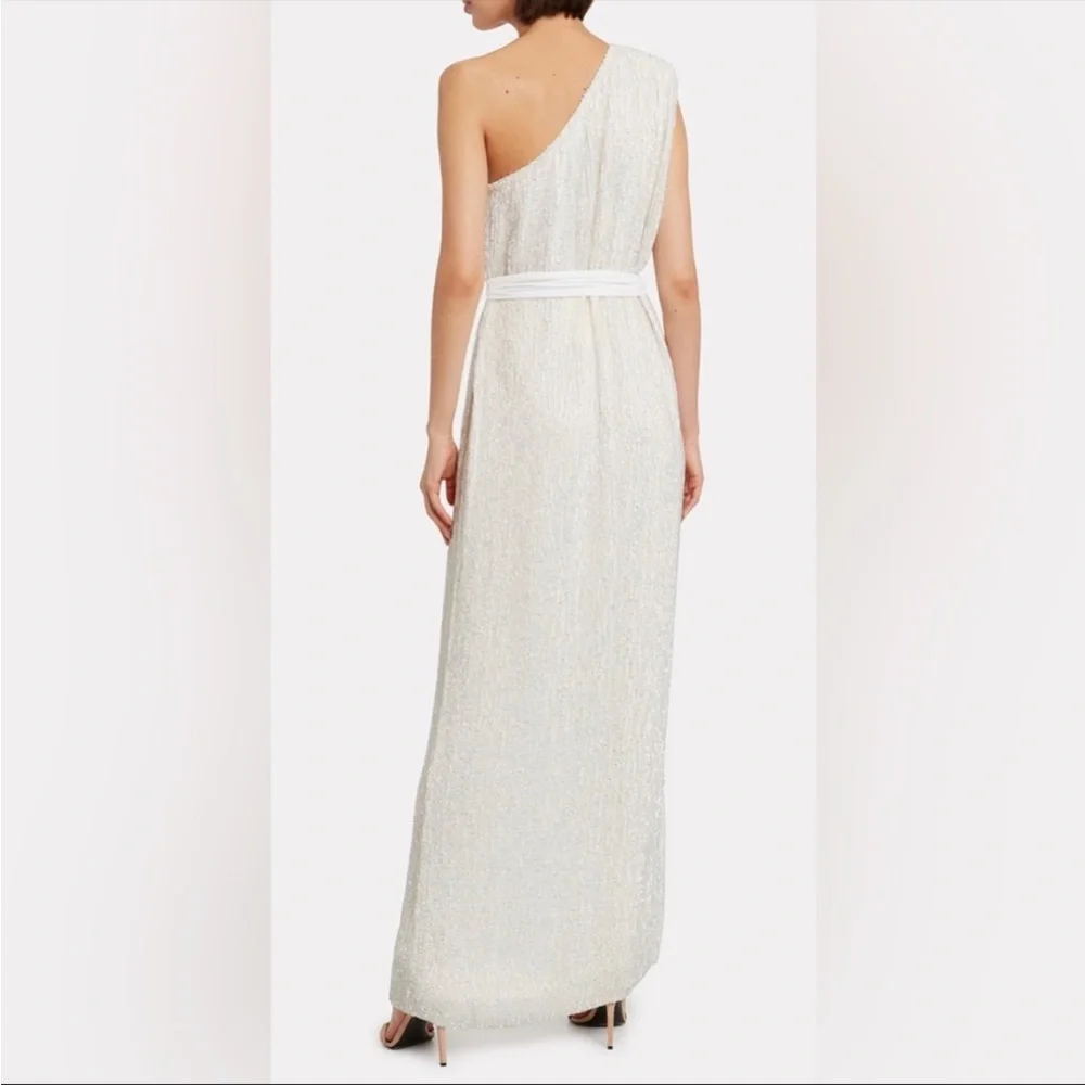 Retrofete Vivien One-Shoulder Sequin Gown | Moonglow White | Med | NWT - Picture 4 of 8